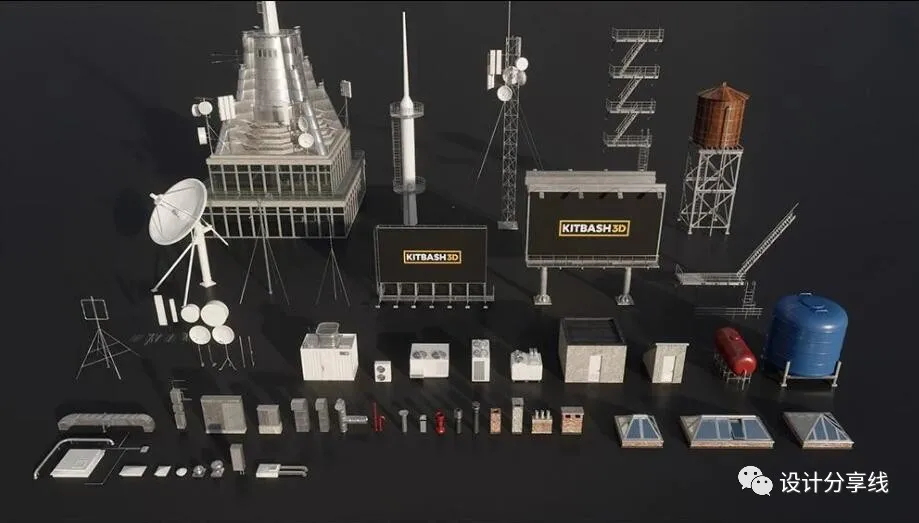 C4D国外模型 Kitbash3D特殊科幻建筑套件 3d建模素材合集 - 资源分享网-资源分享网